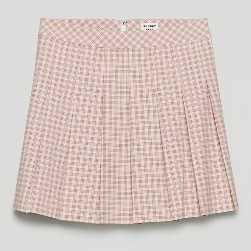 Aritzia Sunday Best Pleated Plaid Mini Skirt - size 6